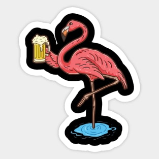 Drunk Flamingo Beer Sticker